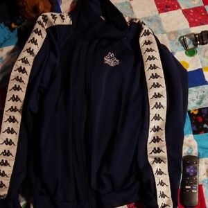 Kappa Navy Track Jacket with White Logo Stripes